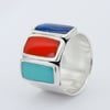 Statement Geometrical Ring-blue,red&turquoise