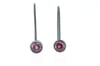 Oxidised sterling silver drop studs set Rhodolite Garnets. 