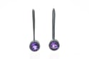 Oxidised sterling silver drop studs set Amethyst