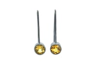 Image 2 of Oxidised sterling silver drop studs set citrine 