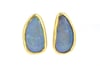 18ct gold studs set with solid natural Australian opal. Chris Boland Contemporary Jewellery