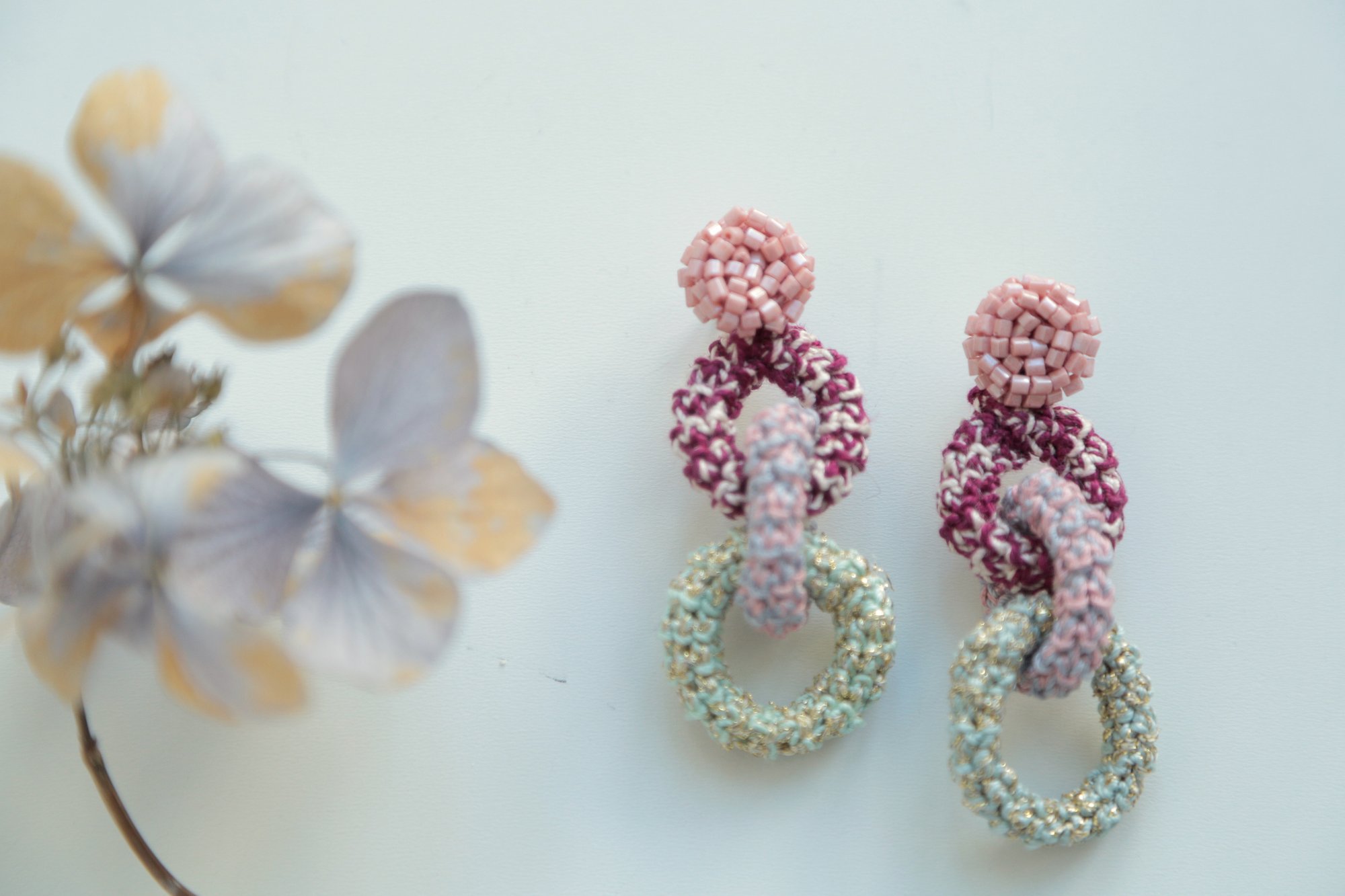 Image of Pink, Burgundy and Pistachio Bonded Together Earrings