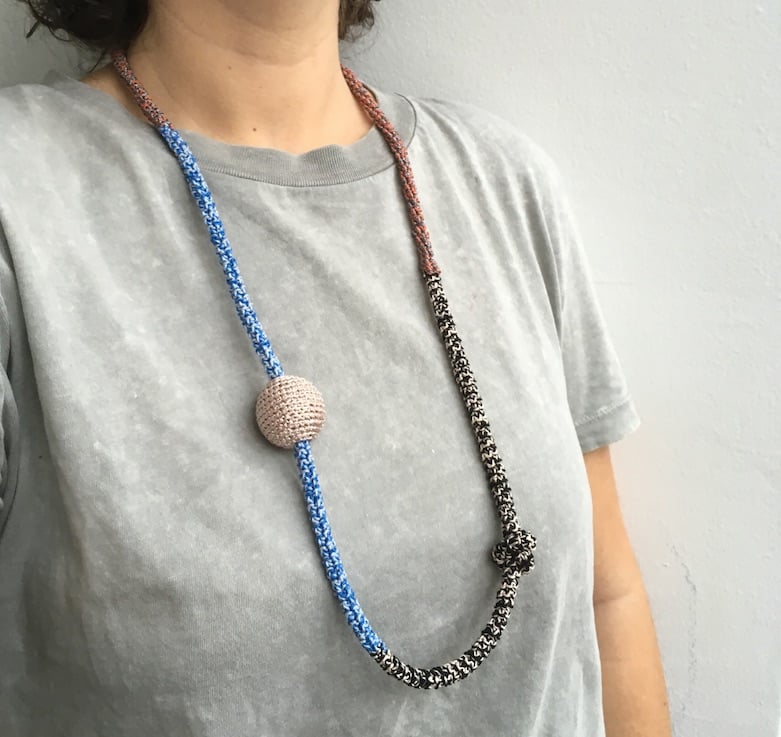 Image of Cornflower and Rust Snake necklace