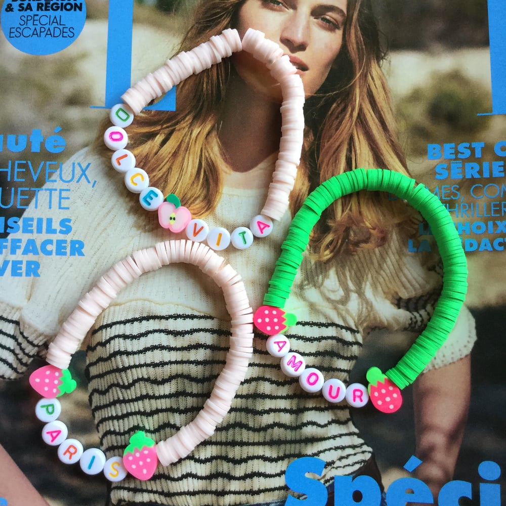 Image of Bracelets de surfeurs LIBERTÉ, CHANCE , LOVE, PARIS, DOLCE VITA.. 