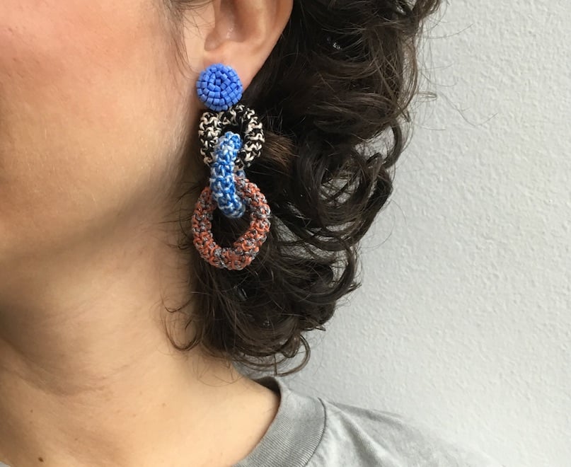 Image of Cornflower and Rust Bonded Together earrings