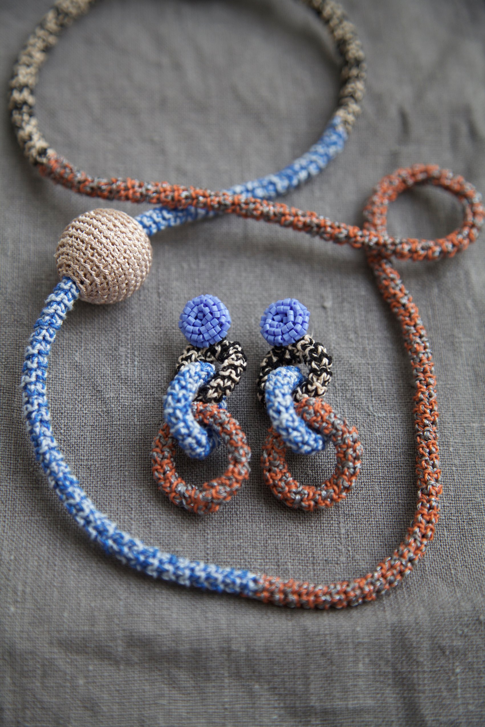 Image of Cornflower and Rust Bonded Together earrings