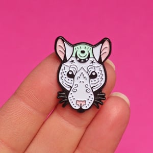 Image of Mystical rat, enamel pin - rat pin - rat gift - ratty - creepy cute - witchy - pin badge