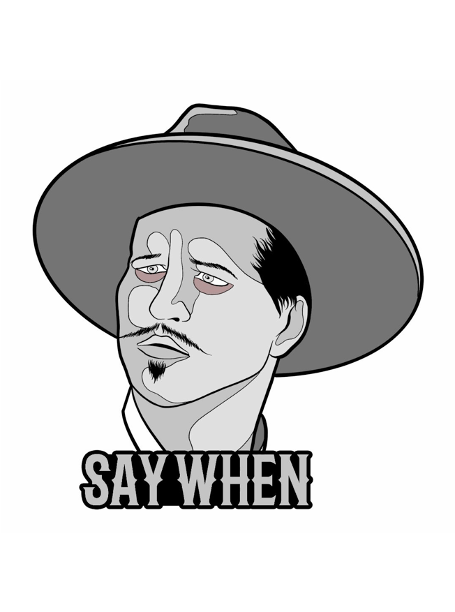 Image of Doc Holiday (Sticker + Pin) by Joshua Kelly