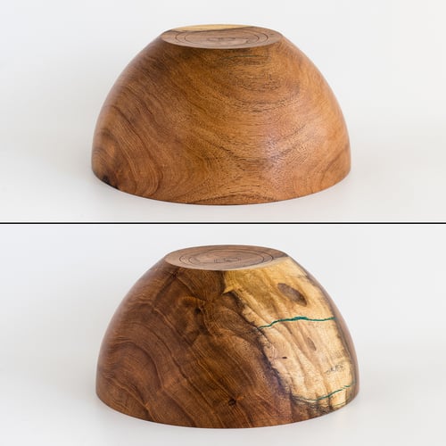 Image of Handmade Mesquite Bowl with Malachite Inlay
