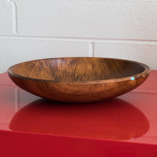 Image of Handmade Mesquite Bowl with Turquoise Inlay