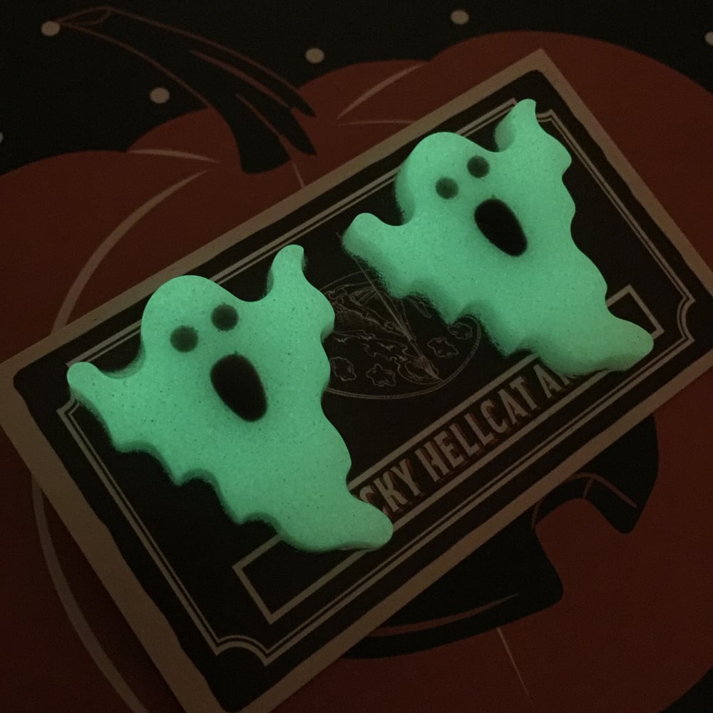 Glow in the Dark Glitter Ghost Post Earrings 