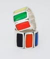 Statement Geometrical Ring-red,green&yellow