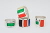 Asimetrical Square Ring-bright red&green