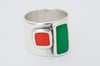 Asimetrical Square Ring-green&red