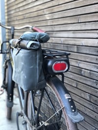 Image 4 of Gray waxed canvas saddlebag Motorbike bag Motorcycle bag Bicycle bag in waxed canvas Bike accessorie