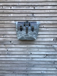 Image 5 of Gray waxed canvas saddlebag Motorbike bag Motorcycle bag Bicycle bag in waxed canvas Bike accessorie