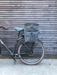 Image 3 of Gray waxed canvas saddlebag Motorbike bag Motorcycle bag Bicycle bag in waxed canvas Bike accessorie