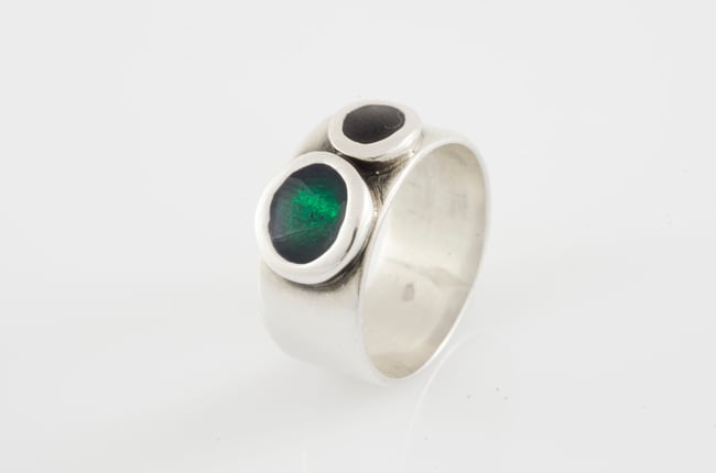 Two Circles Silver Ring - Various colors