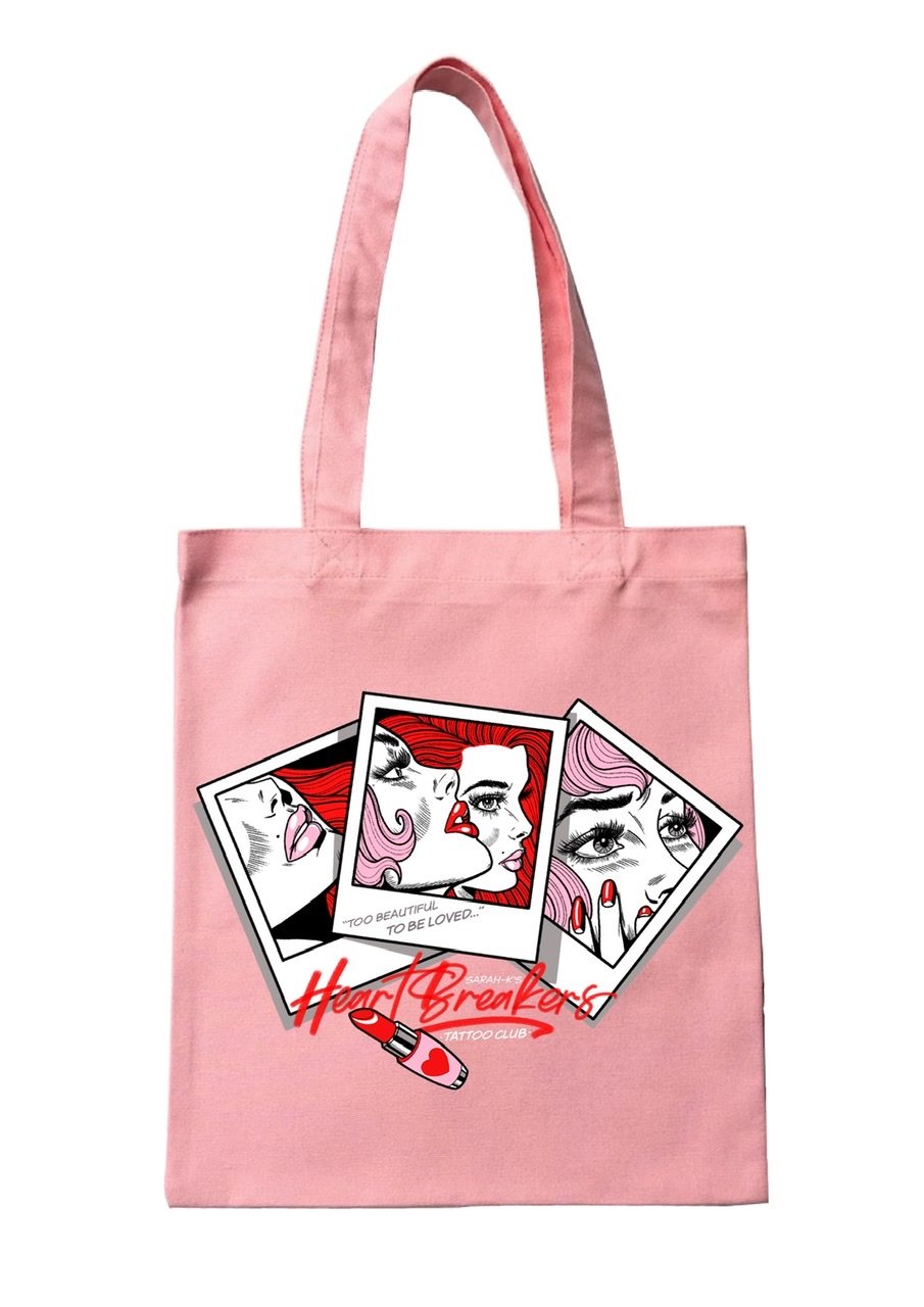 pink canvas tote bag