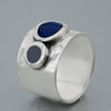Wide Two Circles Ring-blue&grey