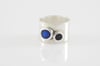 Wide Silver Two Circles Ring - Blue and Black