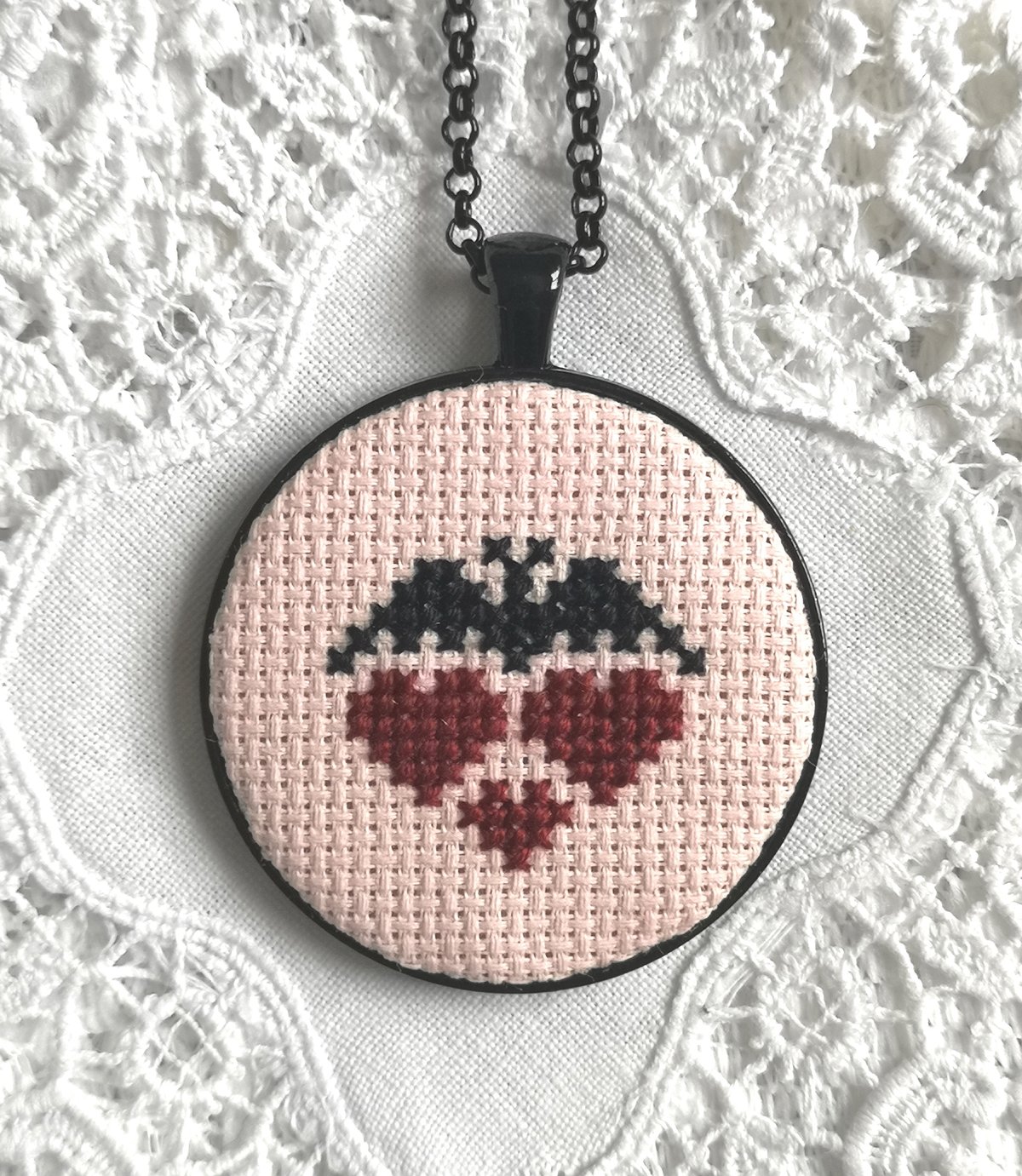 Image of Spooky Style Cross Stitch Necklace II
