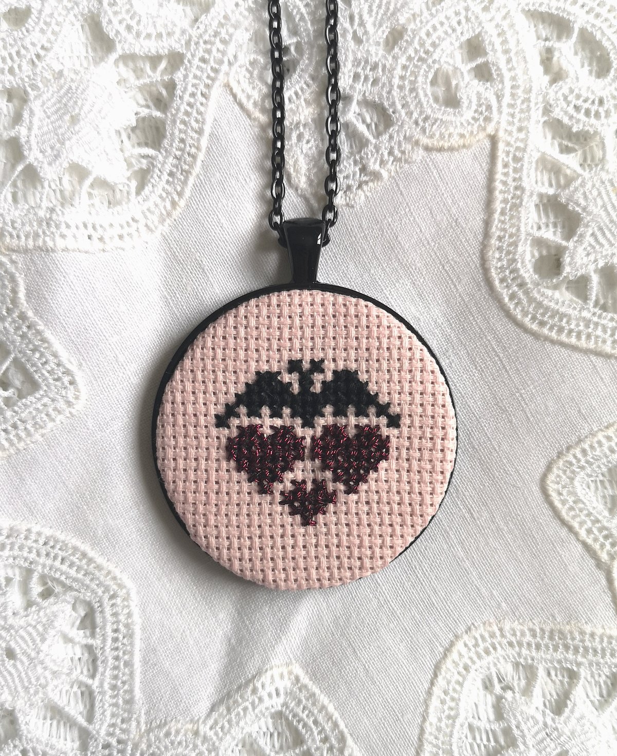 Image of Spooky Style Cross Stitch Necklace II
