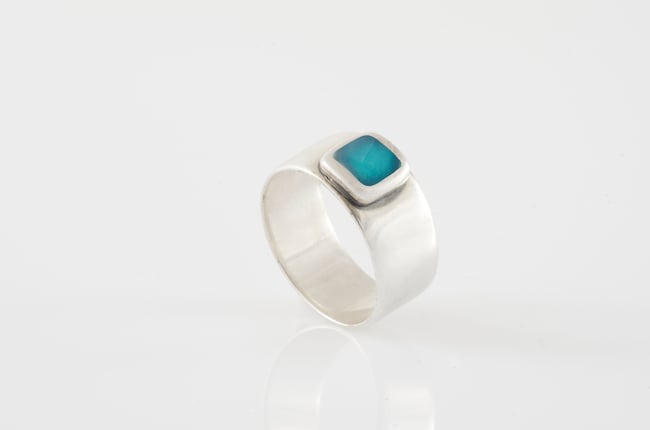 Simple Silver Square Ring-Various colors