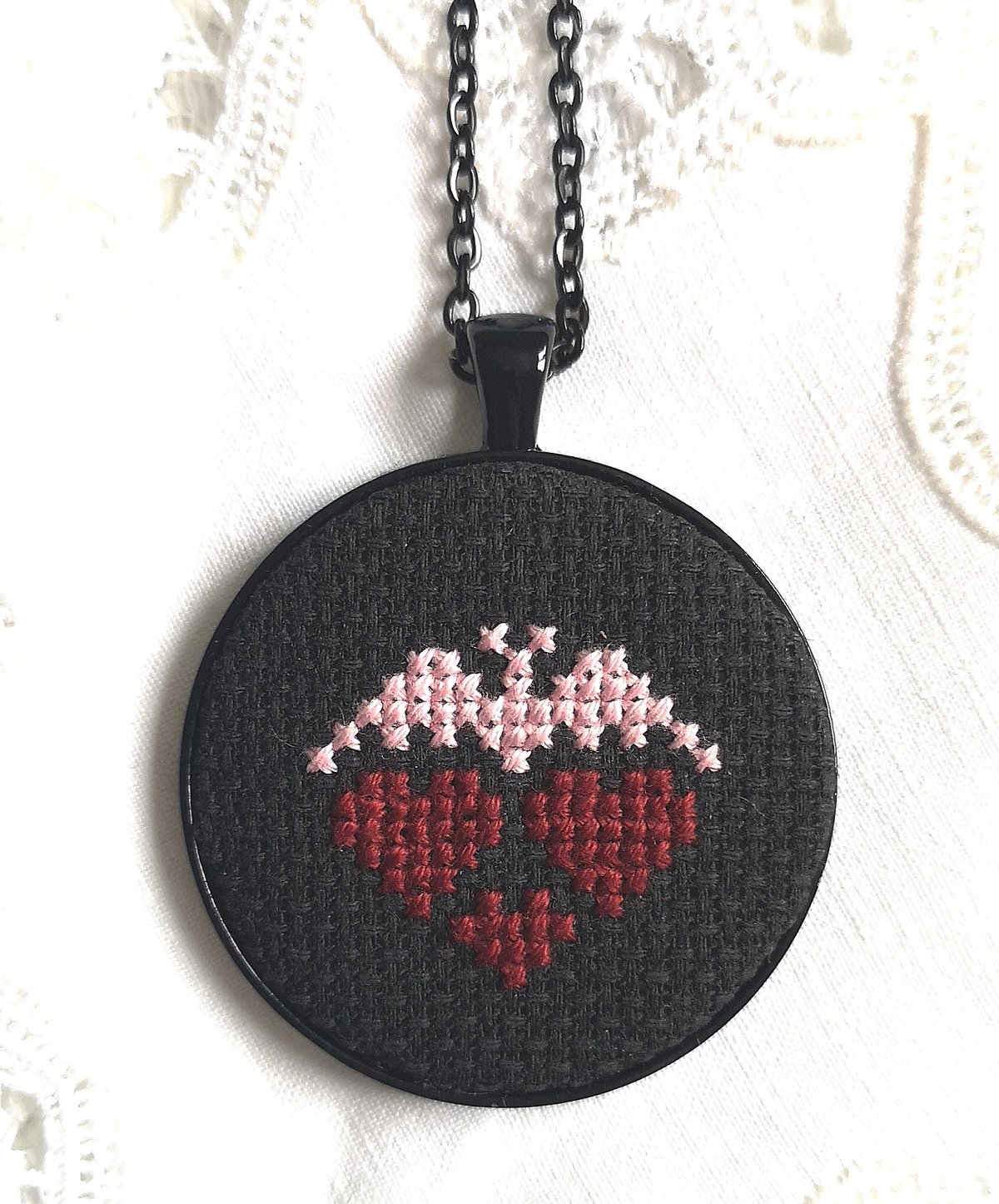 Image of Spooky Style Cross Stitch Necklace II