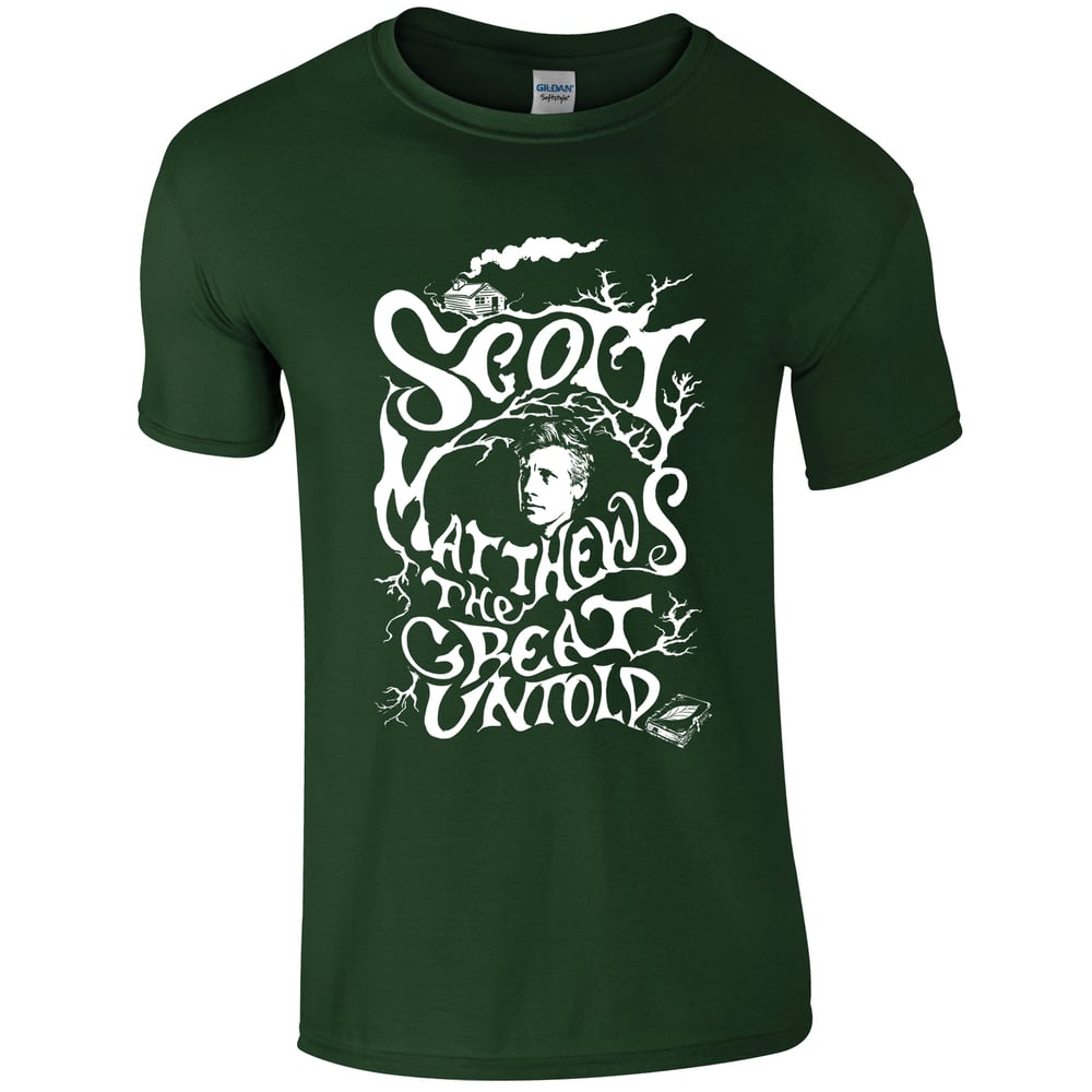 Image of Scott Matthews Men's T-shirt  'The Great Untold'  - Forest Green shade