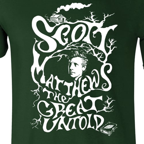 Image of Scott Matthews Men's T-shirt  'The Great Untold'  - Forest Green shade