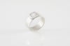 Simple Silver Square Ring - White