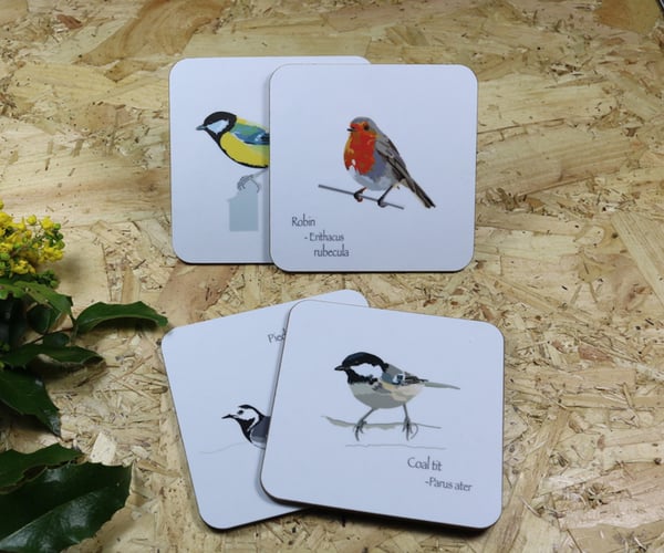 Image of Set of Four Dickie Bird Melamine Coasters