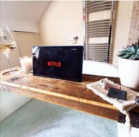 Image 1 of  Reclaimed Wooden Bath Board + Tablet Holder 