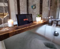 Image 5 of  Reclaimed Wooden Bath Board + Tablet Holder 