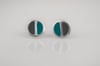 Split Rectangle Stud Earrings-turquoise&grey