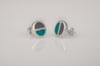 Split Rectangle Stud Earrings-turquoise&grey
