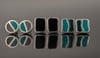 Split Rectangle Stud Earrings-turquoise&grey