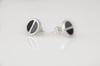 Split Round Stud Earrings-black&grey