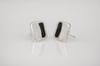 Split Rectangle Stud Earrings- black&white