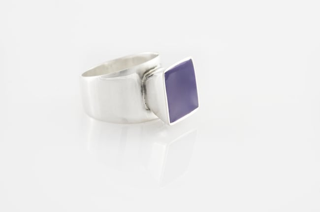 High Square Silver Ring - Purple
