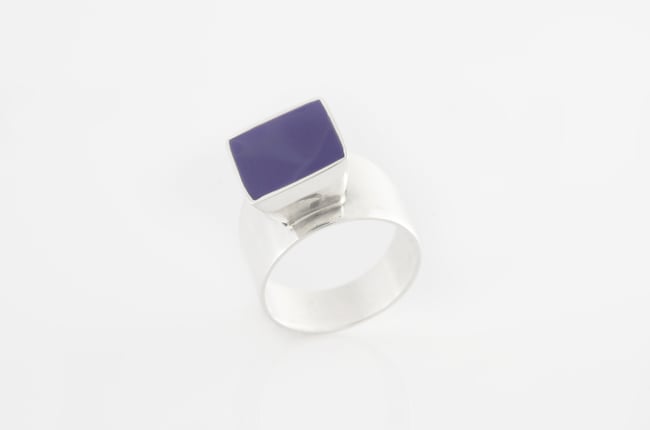 High Square Silver Ring - Purple