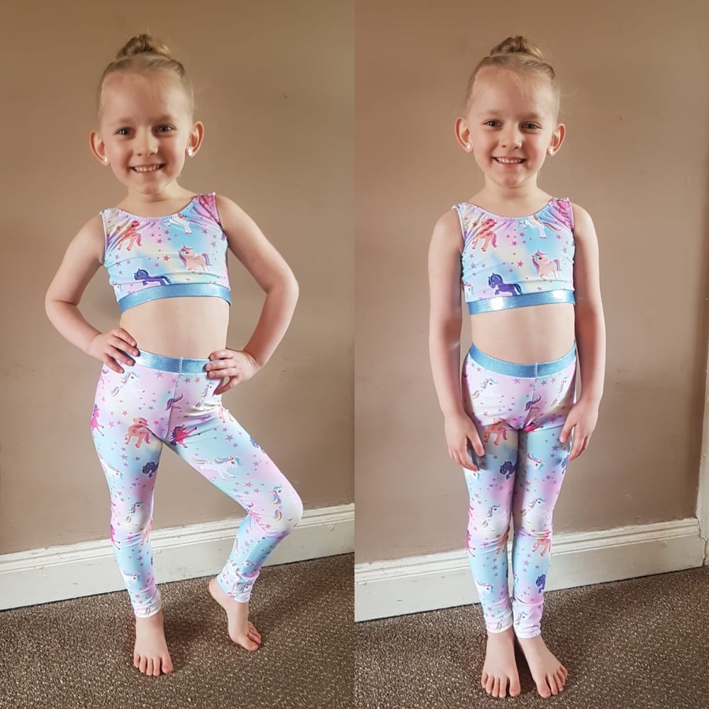 Image of New unicorn crop top and leggings. Was £35 now £25 
