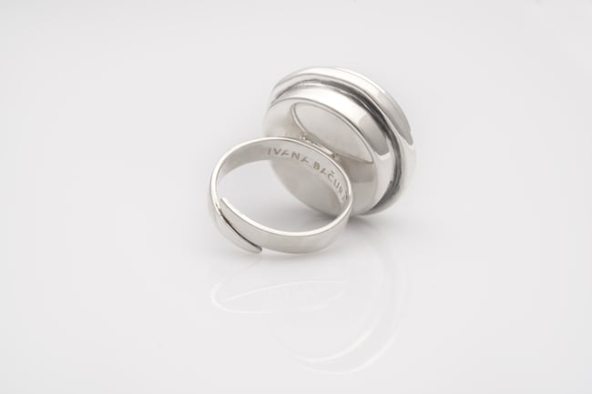 Bold Round Silver Ring - Turquoise