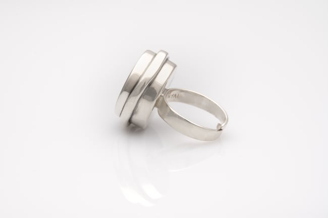 Bold Round Silver Ring - Turquoise