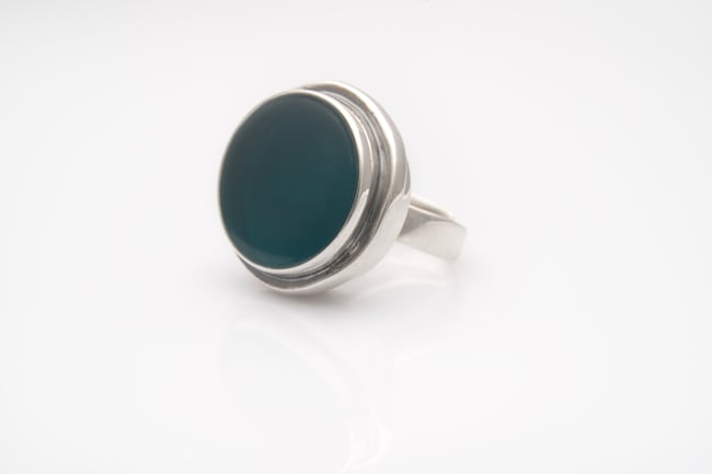 Bold Round Silver Ring - Turquoise