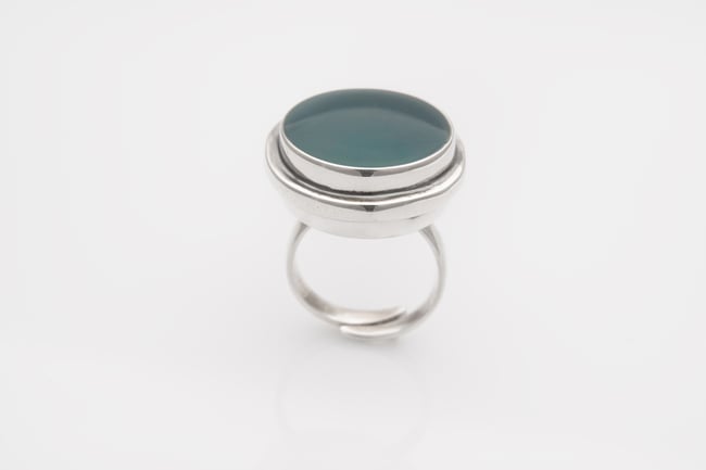 Bold Round Silver Ring - Turquoise
