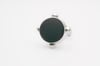 Bold Round Silver Ring With Details - Deep Green