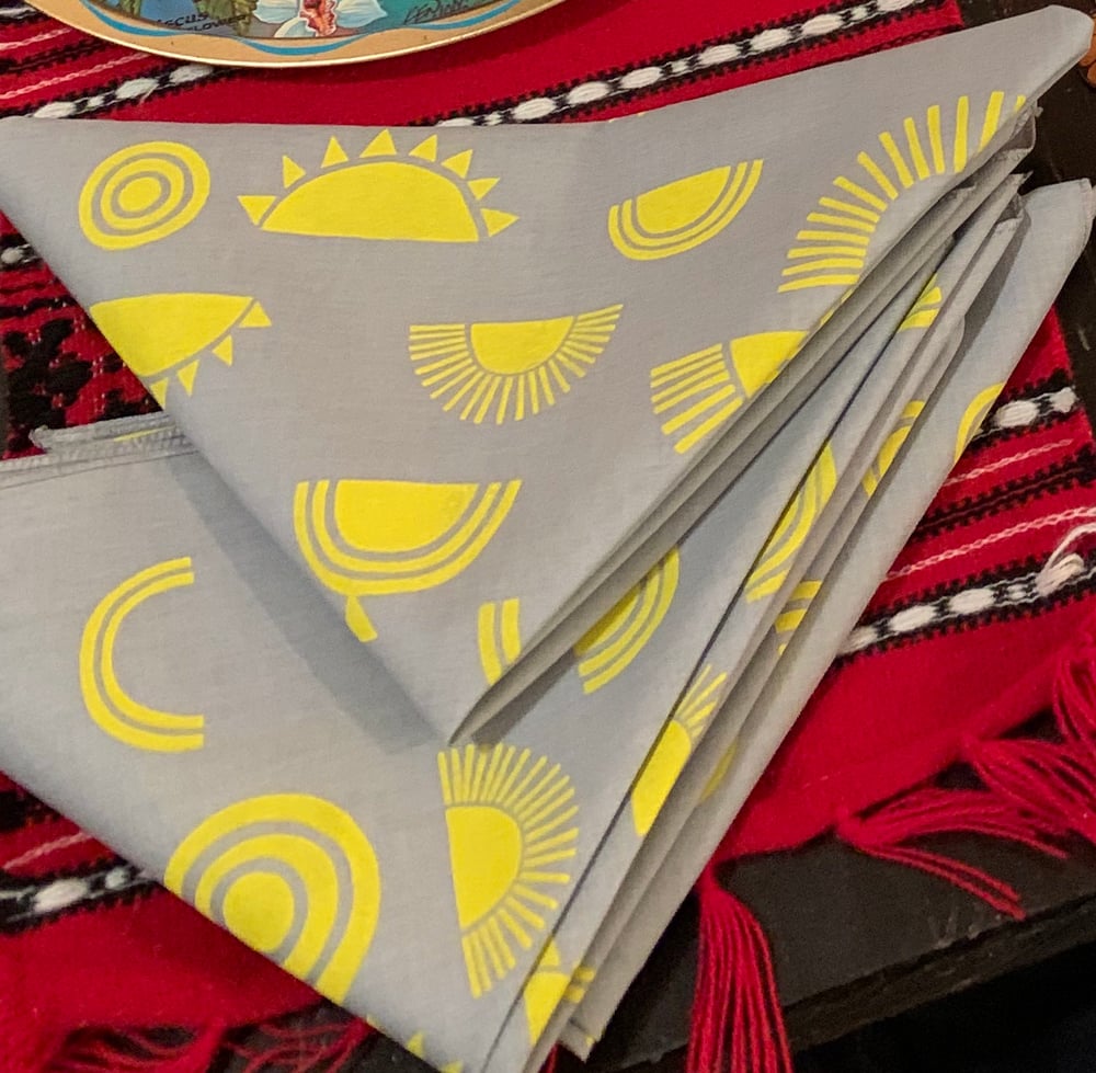 Sun Print Bandana in Gray and Yellow