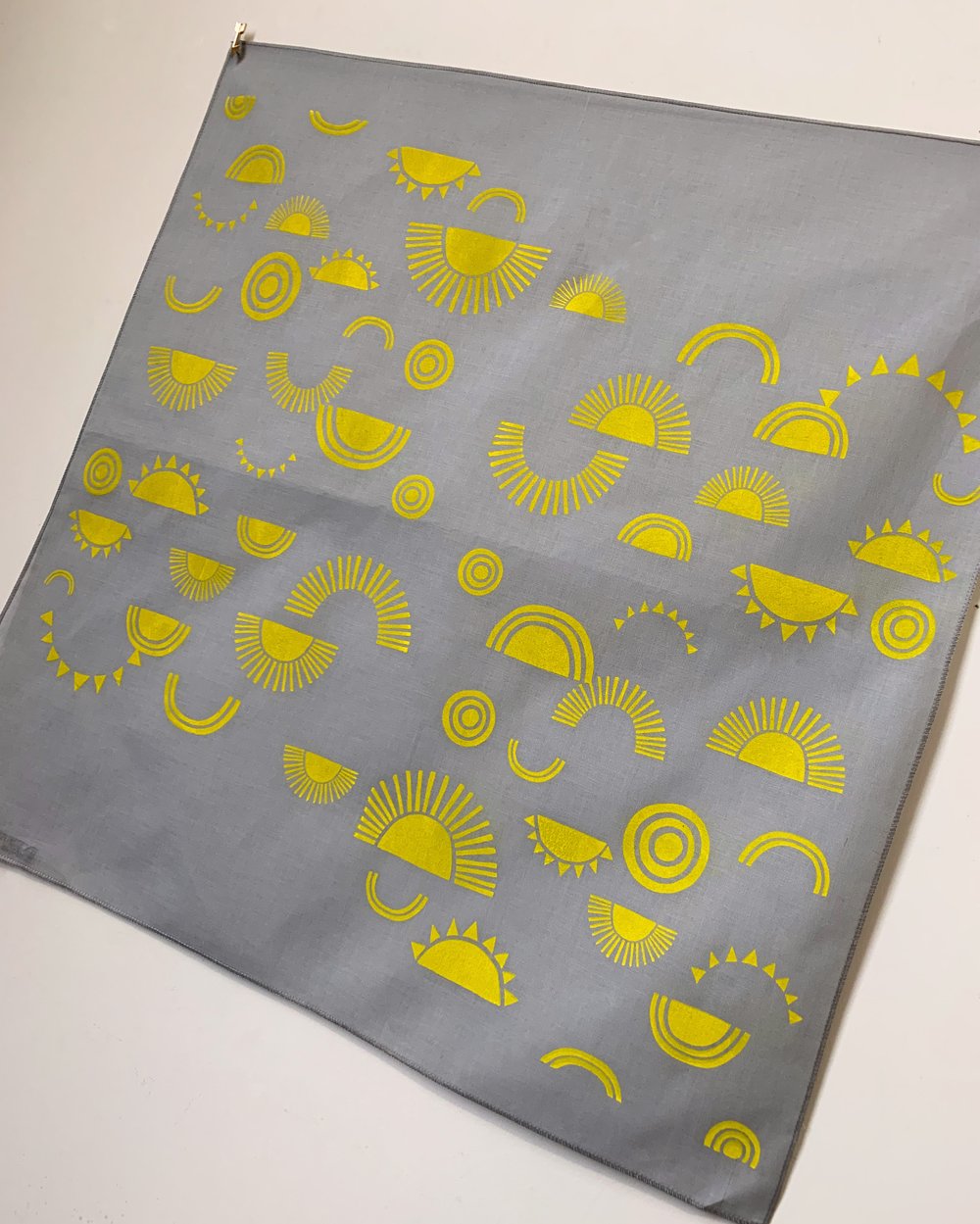 Sun Print Bandana in Gray and Yellow